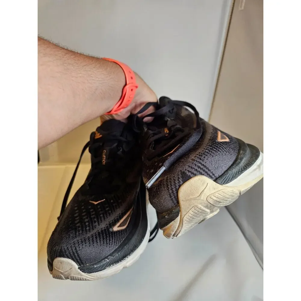 Hoka One One Womens Clifton 8 Black Running Shoes Sneakers 8D